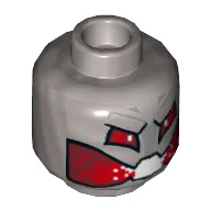 Minifig Head Ultron, Dual Sided, Red Eyes and Mouth, Silver Panel, and Black Rivet on Back Print [Hollow Stud]