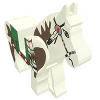 Animal, Horse, Movable Head, Green Blanket and Red Hand Print [Complete]