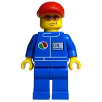 Racer, Blue Jumpsuit with Octan Logo, Red Cap, Orange Sunglasses