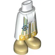 Minidoll Hips and Skirt with Ankles with Sand Green Ribbon, Gold Decorations, Tan Boots print