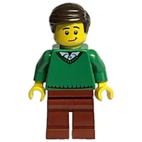 Green Torso, Reddish Brown Legs, Dark Brown Hair