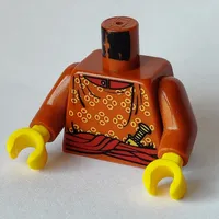 Torso Robe with Yellow Spots, Sash, Knife, Collar Print, Dark Orange Arms, Yellow Hands