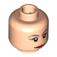Minifig Head Trixie, Female, Brown Arched Eyebrows, Eyelashes and Red Lips Print [Blocked Open Stud]
