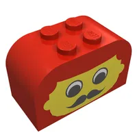 Brick Curved 2 x 4 x 2 Double with Face/Moustache Print