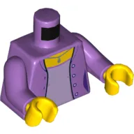 Torso Jacket, Buttons, Lavender Shirt, Necklace with Pendant Print, Medium Lavender Arms, Yellow Hands