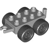 Duplo Car Base 2 x 4 with Four Wheels and Hitch Ends