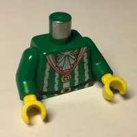 Torso Pirate Imperial Armada Ruffles, White Stripes Gold Medal Print, Green Arms, Yellow Hands