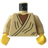 Torso Robe with Brown Undershirt and Yellow Neck Print (Old Obi-Wan), Tan Arms, Yellow Hands
