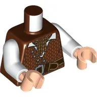 Torso, Tunic, Gold Stripes, Scarf, White Shirt, Dark Brown Belt print, White Arms, Light Nougat Hands