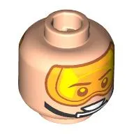 Minifig Head X-Wing Pilot, Bright Light Orange Visor, Chin Strap, Open Mouth / Closed Mouth Print