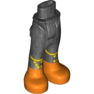 Minidoll Hips and Trousers with Back Pockets and Yellow Lines and Hexagons and Dark Orange Boots Print