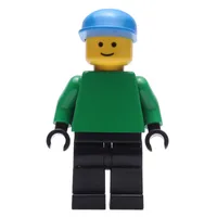 Soccer Player Goalie Green Torso, Black Legs, Blue Cap