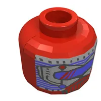 Minifig Head UFO Droid, Small Blue Mask Print [Blocked Open Stud]