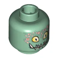 Minifig Head Slizer, Yellow Eyes, Pointed Teeth and Bubbles Print [Blocked Open Stud]