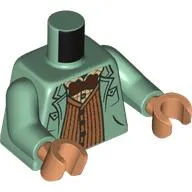 Torso, Open Coat, Medium Nougat Vest, Tan Shirt, Dark Red Bowtie print, Sand Green Arms, Nougat Hands