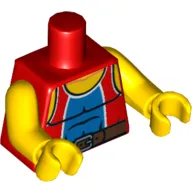 Torso Tank Top with Blue Center Panel and Black Belt Print, Yellow Arms and Hands