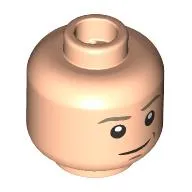 Minifig Head Luke Skywalker, Dark Tan Eyebrows, Nougat Lines, Neutral / Frown