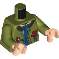 Torso, Jacket, Zipper, Black Collar, Blue Sweater, Colored Candy print, Olive Green Arms, Light Nougat Hands