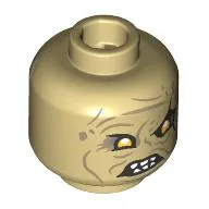 Minifig Head Gothmog, Dark Tan Creases, Yellow Eyes, Angry Print