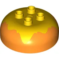 Duplo Brick Round 4 x 4 Dome Top with 2 x 2 Studs - Marbled Yellow 'Frosting' or Rocket Flame