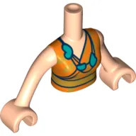 Minidoll Torso Woman, Orange Dress, Bright Light Orange Belt, Dark Turquoise Necklace, Light Nougat Hands and Arms