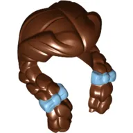 Hair Parted in Center, Two Front Braids, Bright Light Blue Bows Print (Dorothy)