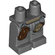 Hips and Dark Bluish Gray Legs with Dark Tan Belt and Left Knee Pad, Reddish Brown Right Knee Pad Print