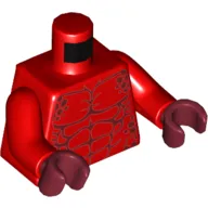 Torso Bare Chest with Muscles and Dark Red Spots Print, Red Arms, Dark Red Hands