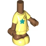 Microdoll Body Short Dress Bright Light Yellow with Dark Turquoise Star print, Medium Nougat Arms and Legs