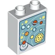 Duplo Brick 1 x 2 x 2 with Bottom Tube, Solar System and Stars Print