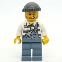 Criminal, Overalls over Prison Shirt, Dark Bluish Gray Hat