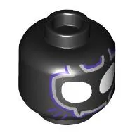 Minifig Head Black Panther, Large White Eyes, Silver/Dark Purple Mask print