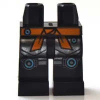 Hips and Black Legs with Orange Belt Sash, Silver Knee Straps with Medium Azure Circles Print