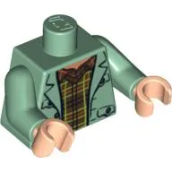 Torso Jacket, Open over Brown Plaid Shirt Print (Arthur Weasley), Sand Green Arms, Light Nougat Hands