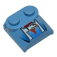 Brick Curved 2 x 2 x 2/3 Two Studs and Lip End with '13' and Red Triangle Print