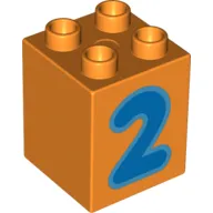 Duplo Brick 2 x 2 x 2 with Blue '2' Print