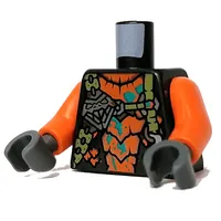 Torso Armor, Skull, Straps, Orange Scales print, Orange Arms, Dark Bluish Gray Hands