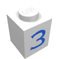 Brick 1 x 1 with Blue '3' Print
