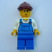 Farmer, Blue Overall, Reddish Brown Cap