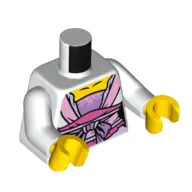 Torso Robe, Bright Pink and Dark Pink Waistband, Medium Lavender Bow, Yellow Neck Print, White Arms, Yellow Hands