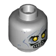 Minifig Head Dead Strange, Zombie, Yellow Eyes, Sand Blue Markings and Scars, Open Mouth, Teeth print