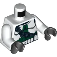 Torso Armor Clone Trooper with Shoulder Belt and Dark Green Markings Print, White Arms, Black Hands
