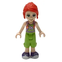 Mia - Coral/Lime Top, Lime Pants