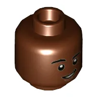 Minifig Head Darius, Smile / Scared with Raised Eyebrows Print