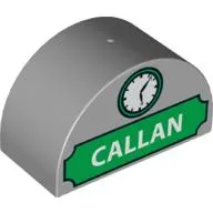 Duplo Brick 2 x 4 x 2 Curved Top with 'CALLAN' and Clock Print