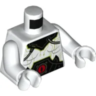Torso Bare Chest, Black Collar and Belt with Tubes and Red Circle (Eye) Print, White Arms and Hands