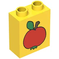 Duplo Brick 1 x 2 x 2 with Red Apple Print