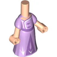 Microdoll Body Long Dress Medium Lavender with Lavender Decorations, Light Nougat Hands