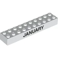 Brick 2 x 10 with Black 'JANUARY' / 'FEBRUARY' Print