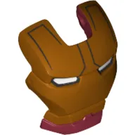 Headwear Accessory Visor Top Hinge with Gold Face Shield, Black Lines on Forehead and White Eyes Print (Iron Man)